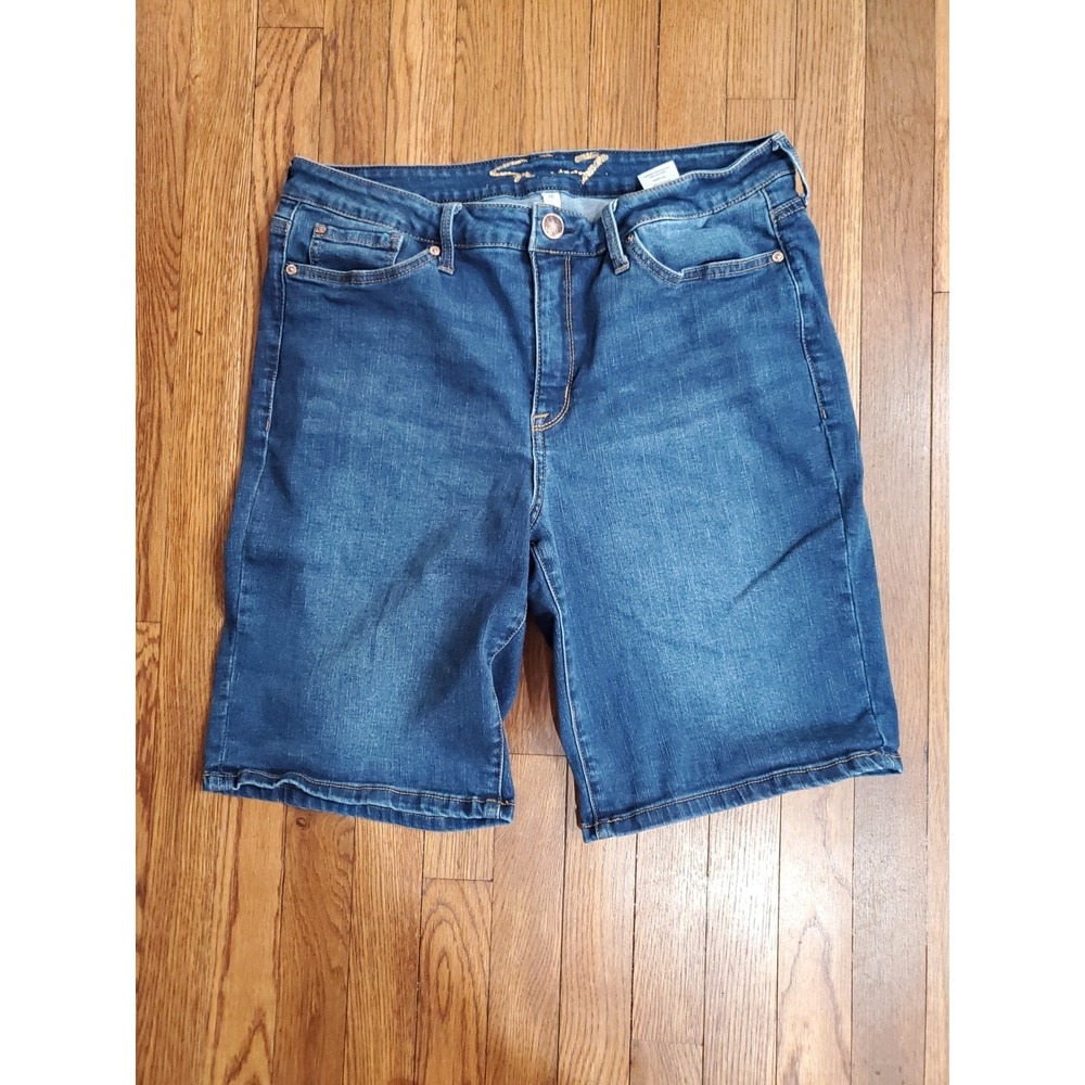Seven7 Womens Bermuda Denim Shorts Medium Dark Wash Stretch Size 16 RN109890